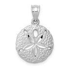 14k White Gold Brushed Diamond-cut Sand Dollar Pendant
