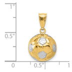 14K and White Rhodium 3-D Puffed Soccer Ball Pendant