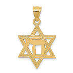 14k Solid Polished Chai in Star of David Charm