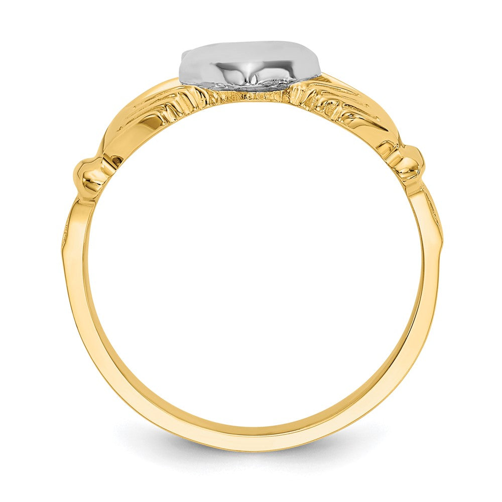 14k Two-tone Mens Polished Claddagh Ring