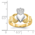 14k Two-tone Mens Polished Claddagh Ring