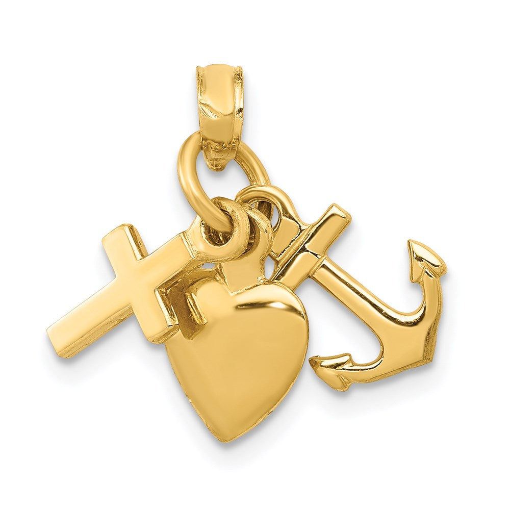 14K 3-D Faith, Hope and Charity Charm