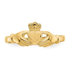 14k Polished and Satin Claddagh Ring
