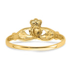 14k Polished and Satin Claddagh Ring