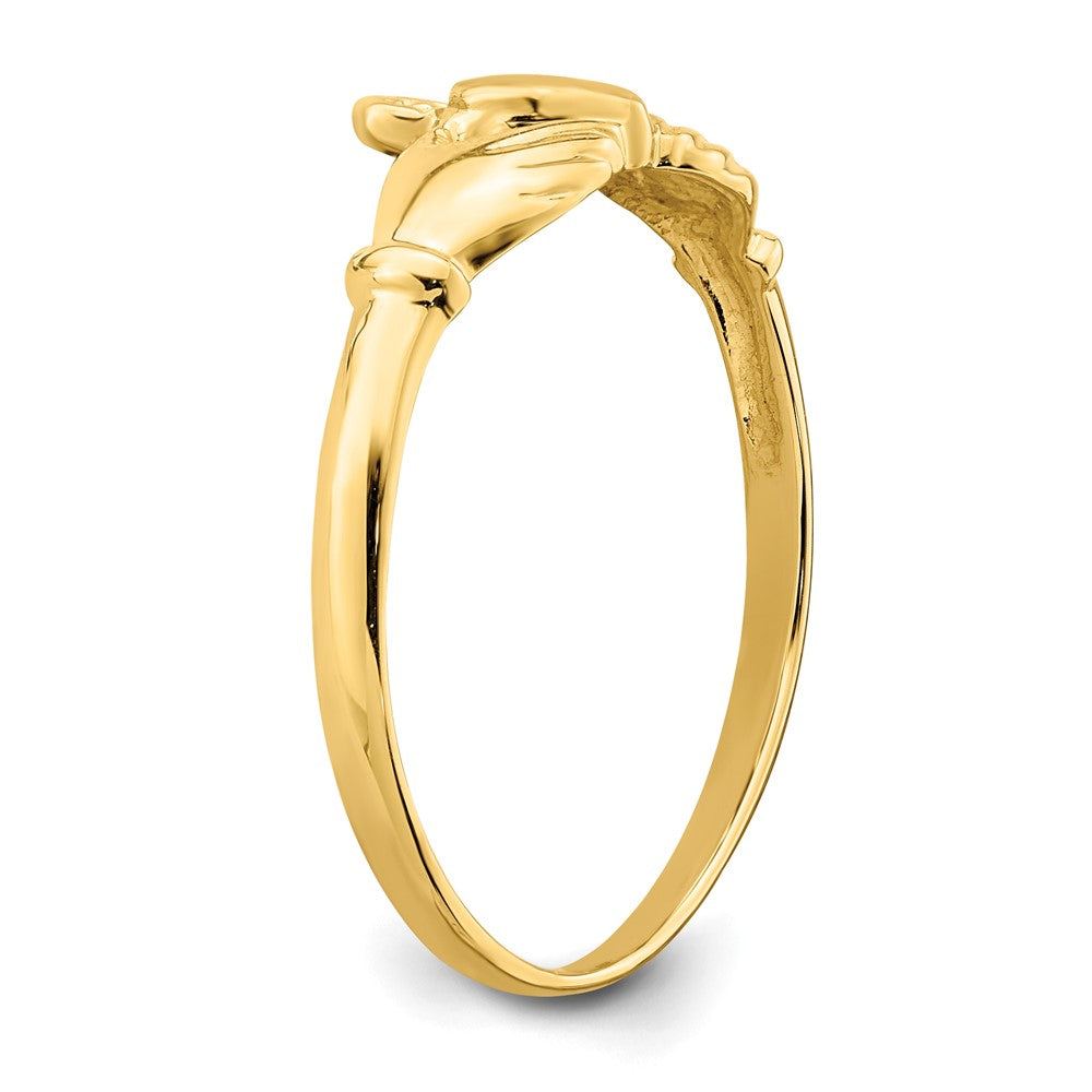 14k Polished and Satin Claddagh Ring