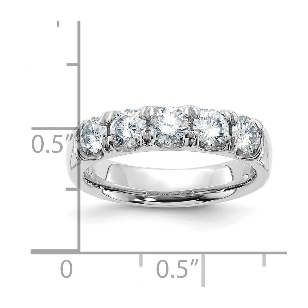 14kw 1ct. 5 Stone G H I True Light Moissanite Band