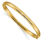 14k 3/16 Polished Diamond-cut Fancy 4.75mm Hinged Oval Bangle Bracelet