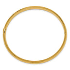 14k 4/16 Polished Fancy Hammered 6.50mm Hinged Oval Bangle Bracelet