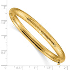 14k 4/16 Polished Fancy Hammered 6.50mm Hinged Oval Bangle Bracelet
