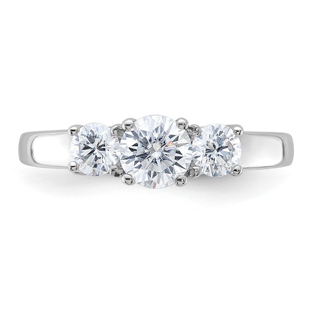 14kw 1ct. 3 Stone G H I True Light Moissanite Band