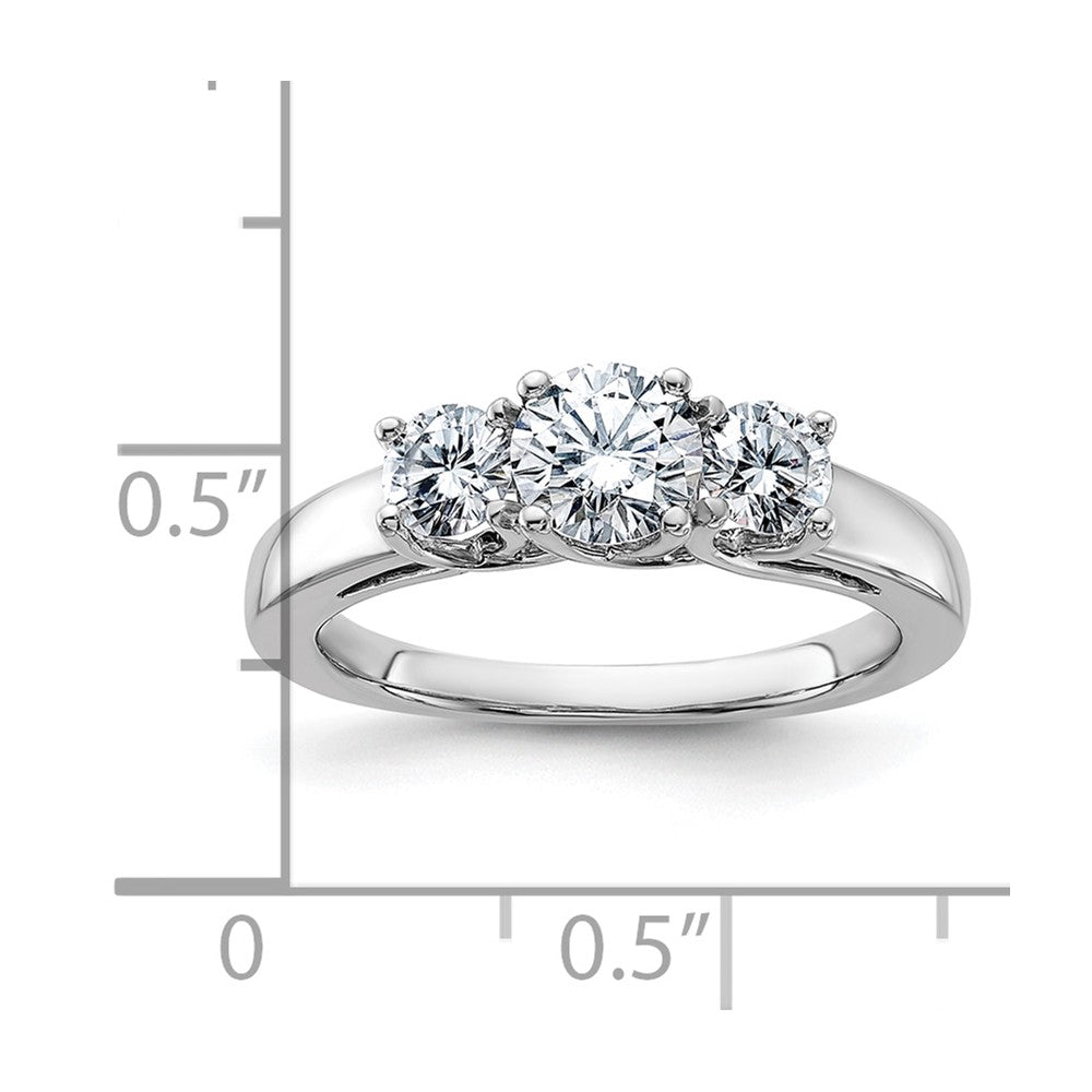 14kw 1ct. 3 Stone G H I True Light Moissanite Band