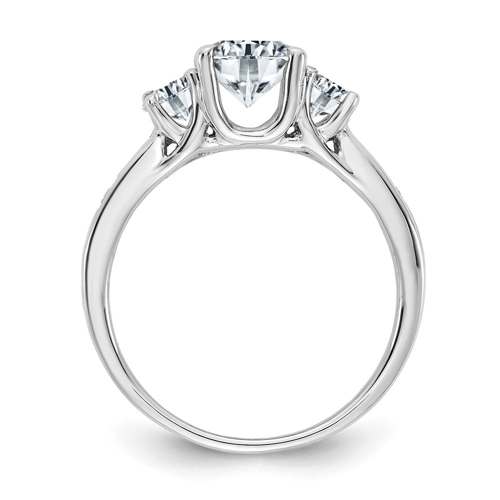 14kw 1.50ct. Three Stone with Side Stones D E F Pure Light Moissanite Ring