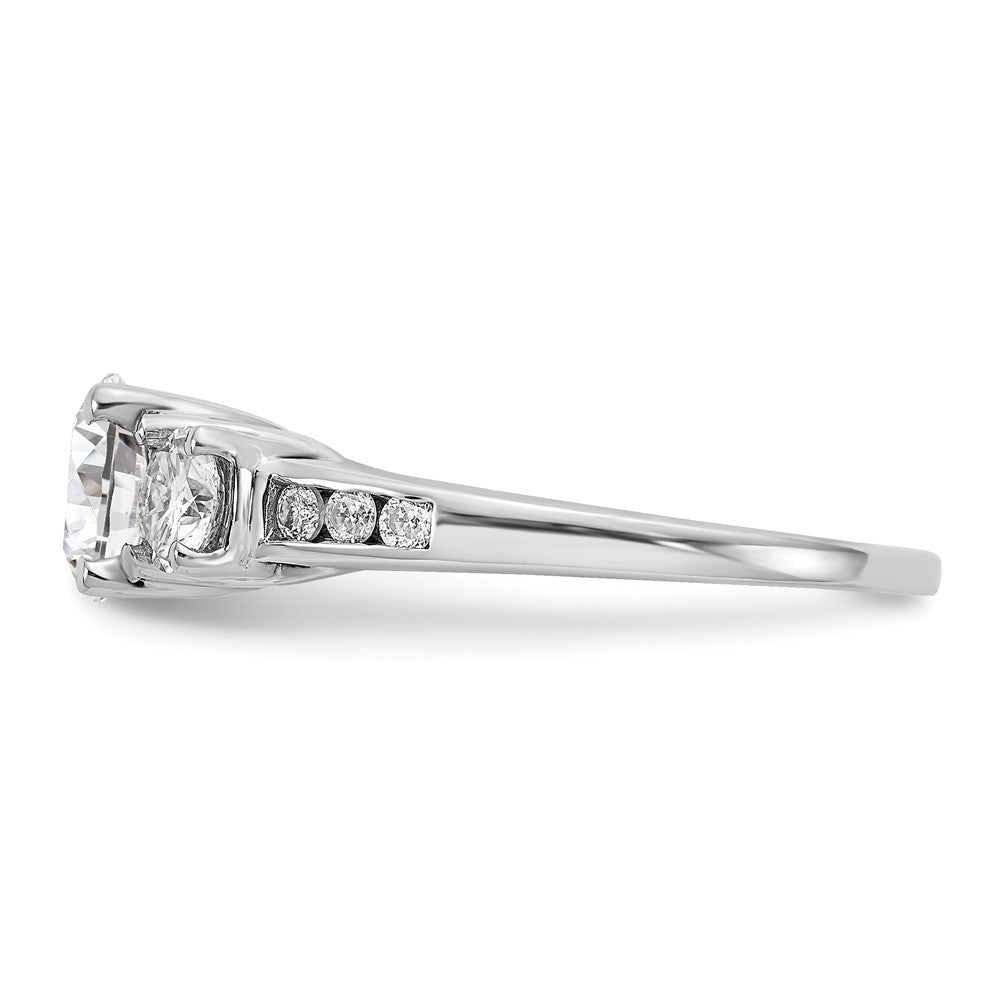 14kw 1.50ct. Three Stone with Side Stones D E F Pure Light Moissanite Ring