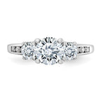14kw 1.50ct. Three Stone with Side Stones D E F Pure Light Moissanite Ring