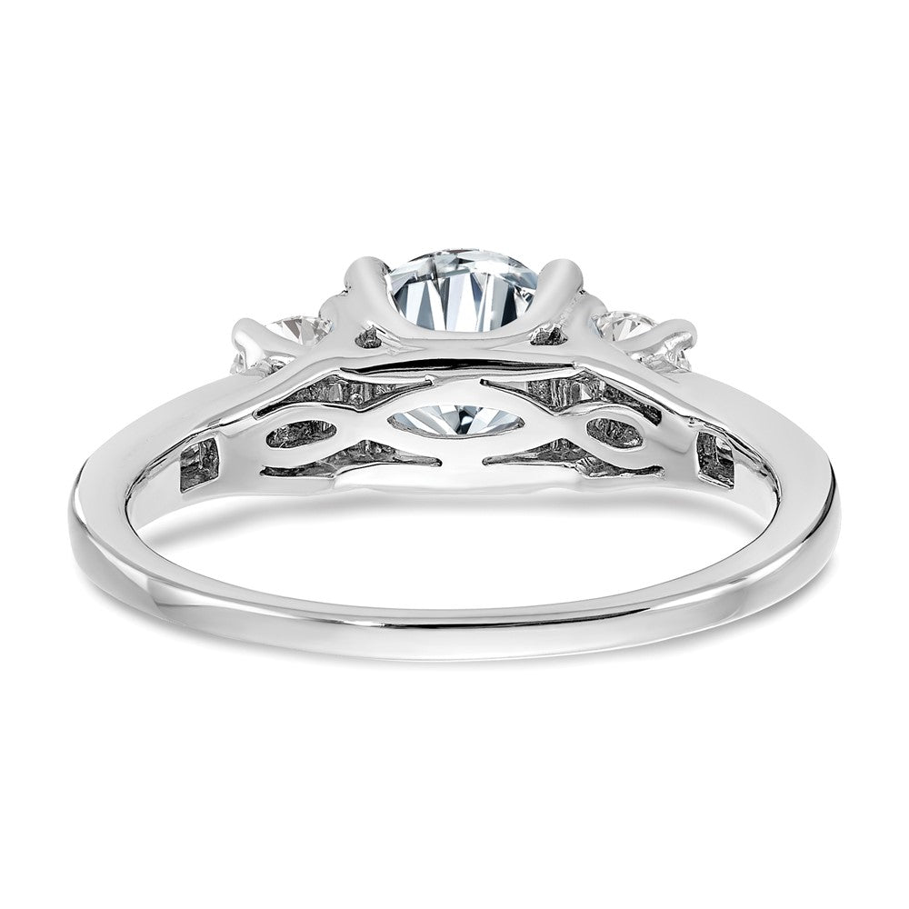 14kw 1.50ct. Three Stone with Side Stones D E F Pure Light Moissanite Ring