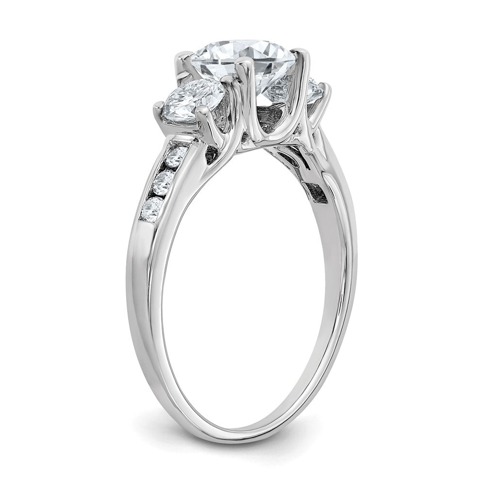 14kw 1.50ct. Three Stone with Side Stones D E F Pure Light Moissanite Ring