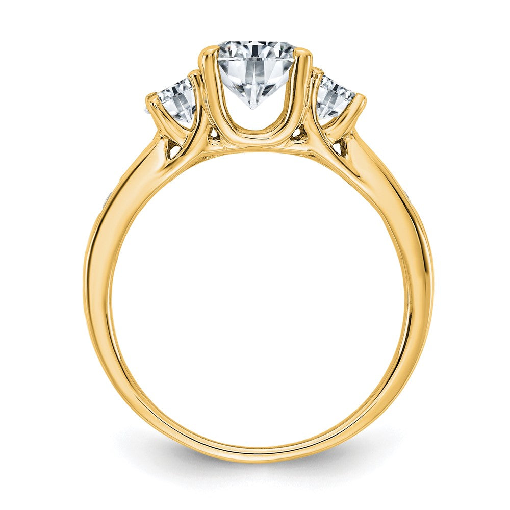 14ky 1.50ct. Three Stone with Side Stones G H I True Light Moissanite Ring