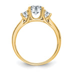 14ky 1.50ct. Three Stone with Side Stones G H I True Light Moissanite Ring