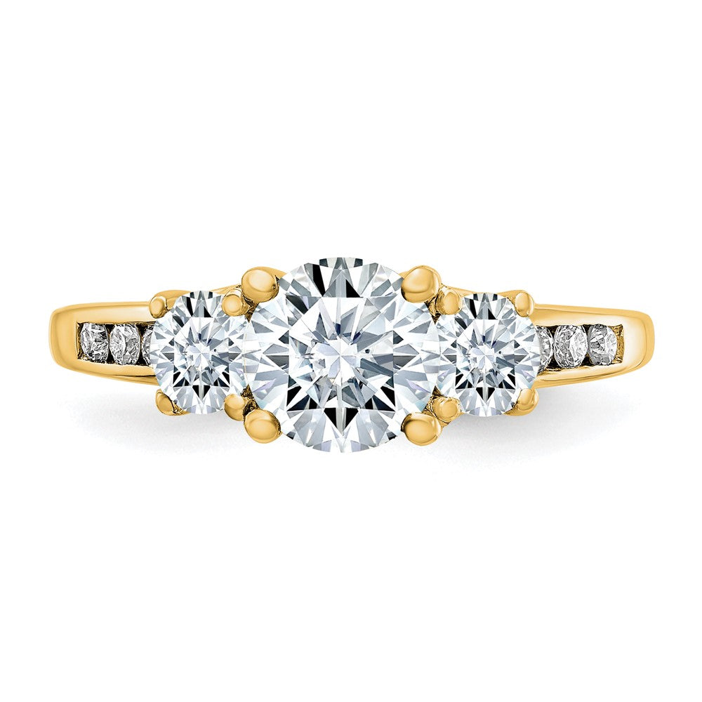 14ky 1.50ct. Three Stone with Side Stones D E F Pure Light Moissanite Ring