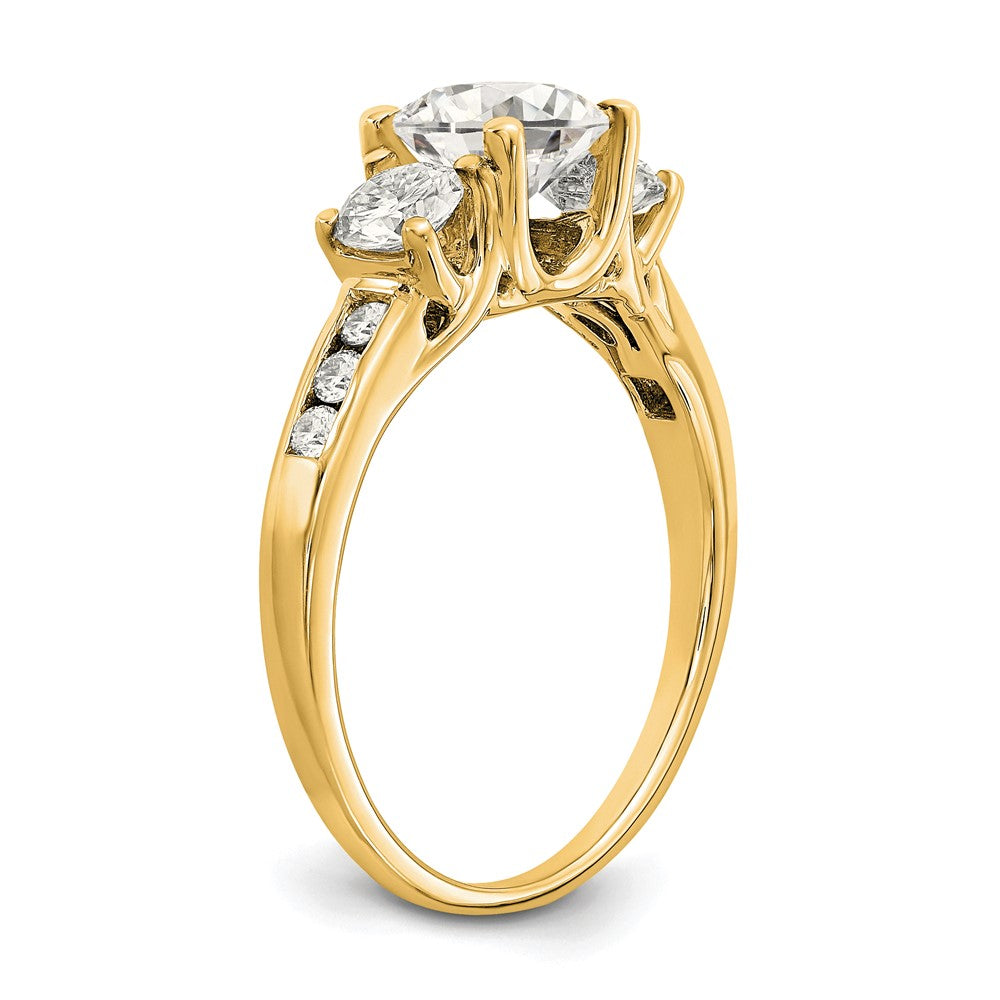14ky 1.50ct. Three Stone with Side Stones D E F Pure Light Moissanite Ring