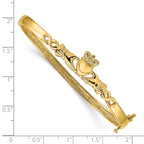 14k Polished Claddagh 4.00mm Hinged Oval Bangle Bracelet