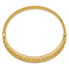 14k Polished Graduated Diamond-cut 6.25-12.5mm Fancy Weave Hinged Oval Bangle Bracelet