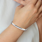 14k White Gold 6mm Solid Polished Half-Round Slip-On Round Bangle Bracelet