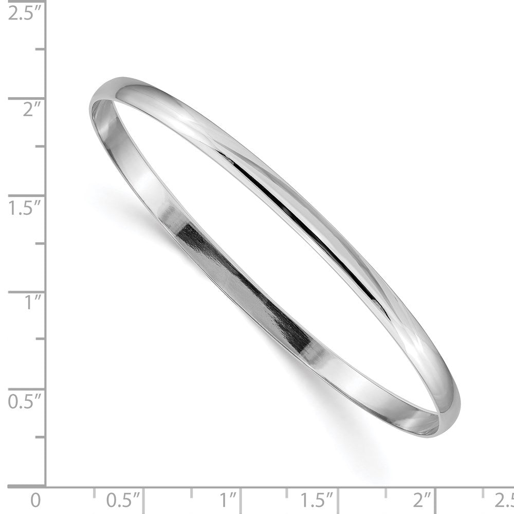 14k White Gold 4mm Solid Polished Half-Round Slip-On Round Bangle Bracelet