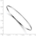 14k White Gold 2mm Solid Polished Half-Round Slip-On Round Bangle Bracelet