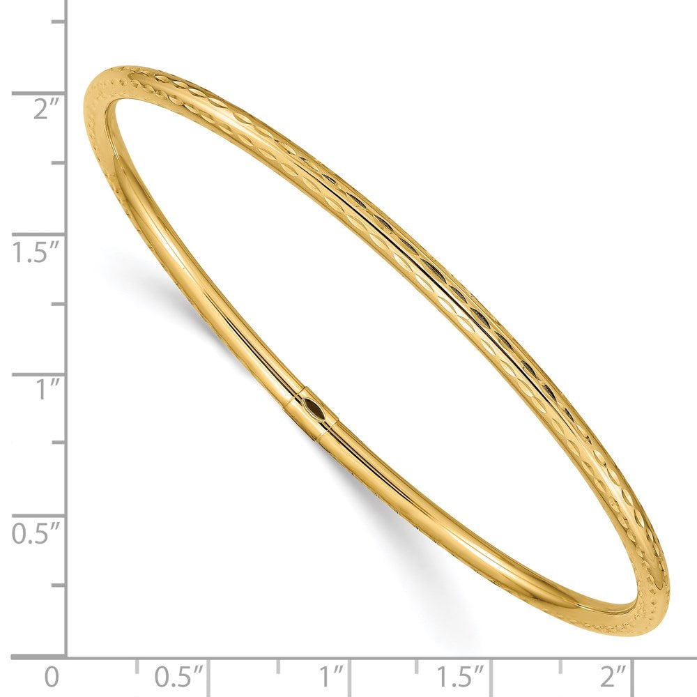 14k Polished Diamond-cut Tube 3.00mm Slip-on Round Bangle Bracelet