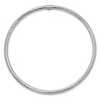 14k White Gold Polished Diamond-cut Tube 3.00mm Slip-on Round Bangle Bracelet