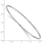 14k White Gold Polished Diamond-cut Tube 2.00mm Slip-on Round Bangle Bracelet