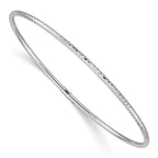 14k White Gold Polished Diamond-cut Tube 2.00mm Slip-on Round Bangle Bracelet