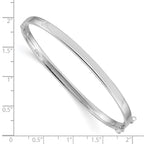 14k White Gold Polished 4.00mm Hinged Oval Bangle Bracelet
