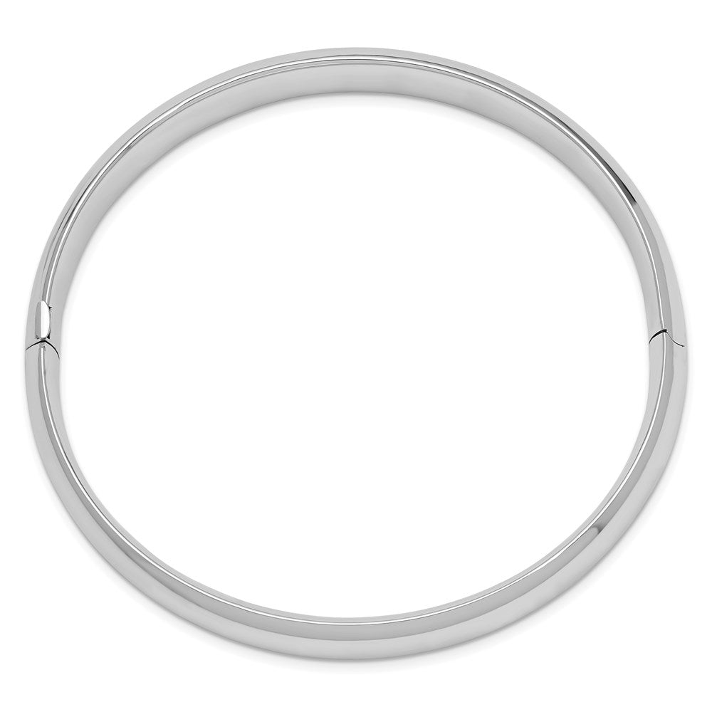 14k White Gold High Polished 10.00mm Hinged Oval Bangle Bracelet