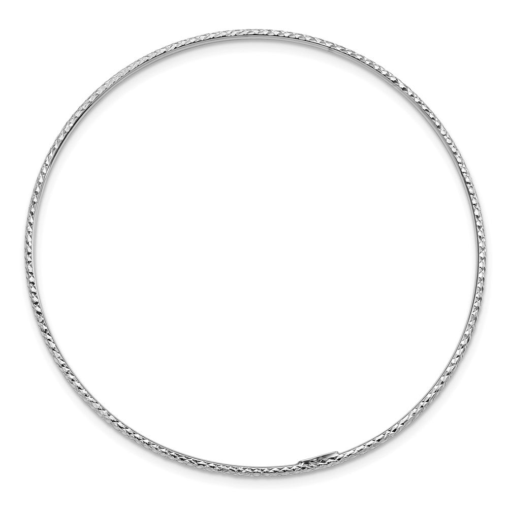 14k White Gold Polished Diamond-Cut 1.50mm Slip-on Round Bangle Bracelet