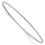 14k White Gold Polished Diamond-Cut 1.50mm Slip-on Round Bangle Bracelet