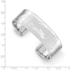 14k White Gold 19mm Hammered Polished Cuff Bangle Bracelet