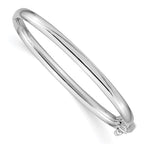 14k White Gold Polished 3.75mm Hinged Safety Clasp Baby Bangle