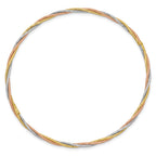 14k Tri-color Polished Diamond-cut Twisted 2.00mm Slip-on Round Bangle Bracelet