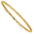 14k Polished Textured 3.00mm Slip-on Round Bangle Bracelet
