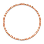 14K Rose Gold Polished Textured 3.00mm Slip-on Round Bangle Bracelet