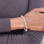 14k White Gold Polished Twisted 5.00mm Flexible Round Bangle Bracelet