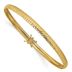 14K Polished Diamond-cut 4.25mm Flexible Round Bangle Bracelet