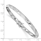 14k White Gold Polished and Satin Diamond-cut 5.00mm Flexible Round Bangle Bracelet