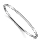 14k White Gold Polished 3.00mm Hinged Oval Bangle Bracelet