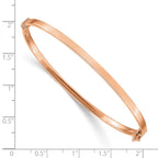 14k Rose Gold Polished 3.00mm Hinged Oval Bangle Bracelet
