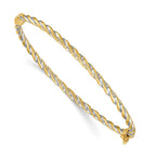 14k Two-Tone Polished 3.00mm Hinged Bangle Oval Bracelet