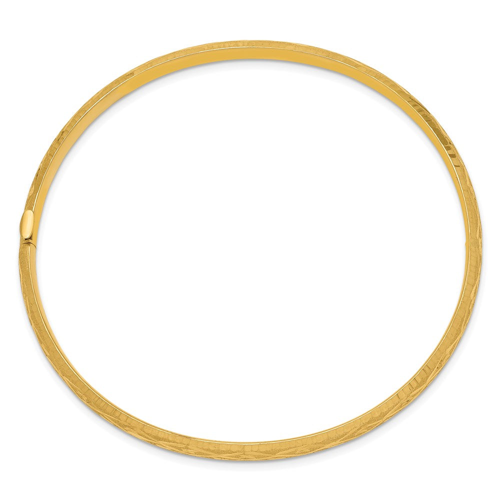 14k 3/16 Diamond-cut Fancy 4.75mm Hinged Oval Bangle Bracelet