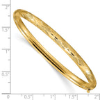 14k 3/16 Diamond-cut Fancy 4.75mm Hinged Oval Bangle Bracelet